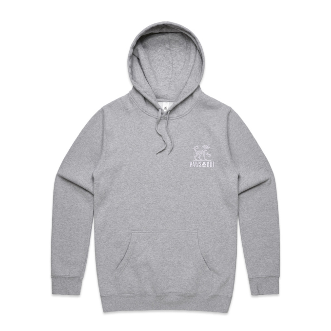Paws Out Mens Hood - Grey Marle (XS)