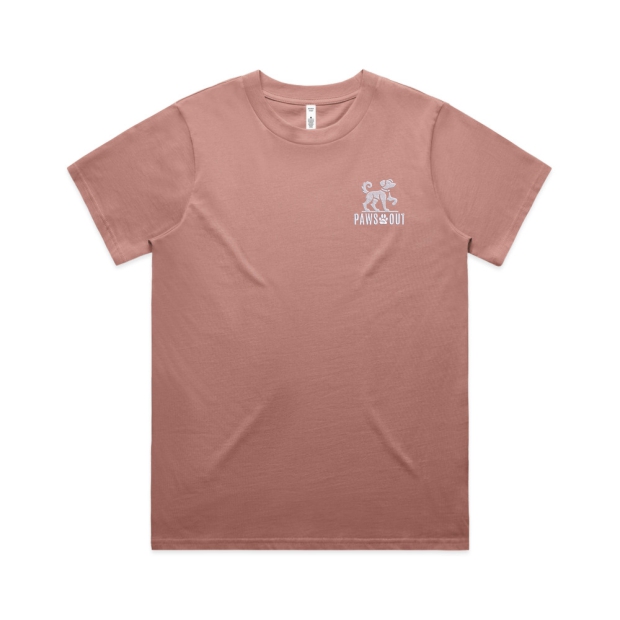 Paws Out Womens Tee - Hazy Pink (XS)