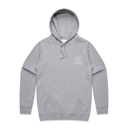 [AM006888] Paws Out Mens Hood - Grey Marle